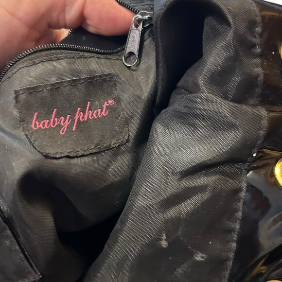 Vintage Y2K BabyPhat Shoulder Bag Black Multicolor Logo Print Adjustable Strap - Picture 4 of 16